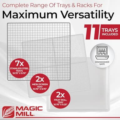 Magic Mill Pro Food Dehydrator Machine | 7 Stainless Steel Trays | Dryer for Jerky, Dog Treats, Herb, Meat, Beef, Fruit | Keep Warm Function, Digital Timer and Temperature Control, ETL Approved - Image 6