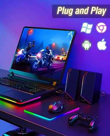 LENRUE Computer Speakers, USB/USB-C Powered PC Speakers with Loud Stereo Sound, Headphone-in for Desktop, iMac, MacBook, Laptop, Monitor (USB-C to USB Adapter Included) - Image 5