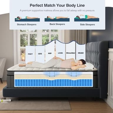 DIFAME Twin Size Mattress, 12 inch Twin Mattress in a Box, Hybrid Mattresses with Gel Memory Foam & Pocket Springs, Pressure Relief, Cooling, Enhanced Edge Support,Firm - Image 3