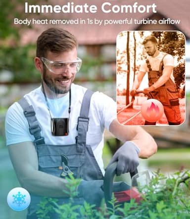 AI Portable Waist Fan, 6-Speed 16000RPM Strong Turbo Airflow, 40H Max Cooling Battery Powered Personal Fan Rechargeable, Hands-Free Shirt/Belt/Neck Fan for Work, Outdoor, Travel, Gift for Men - Image 4