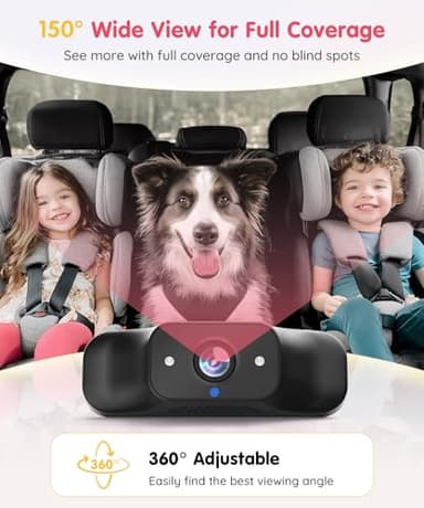 LUCKVIEW BM1 Baby Car Camera for Back Seat & Pet Monitoring, 5'' 1080P Monitor with IR Night Vision, 3X Zoom, Crystal Clear View, Easy 5-Min Wired Installation for Peace of Mind - Image 7