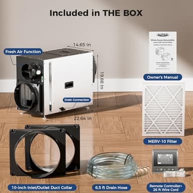 ALORAIR Whole House Dehumidifier, 90 PPD Commercial Grade Whole Home Dehumidifiers for Garages, Water Damage Restoration, 2300 Sq.Ft dehumidifiers for Crawl Space - Image 5