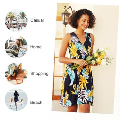 CATHY 2025 Womens Dress Sexy Sleeveless Summer Dresses V Neck Casual Wrap Sundress with Pockets Black Medium - Image 5