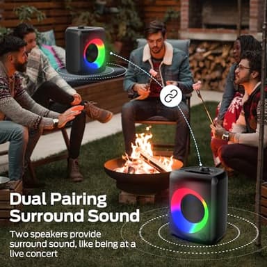 Monster Musicbox Bluetooth Speaker, 60W Loud Portable Wireless Speaker with Dynamic RGB Lighting, Speakers for Outdoor Indoor, Stereo Sound, 12H Playtime, IPX5 Water Resistant, Supports TF Card, AUX - Image 4