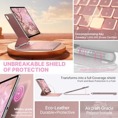 typecase Keyboard Case for iPad Air 13(M3 2025 / M2 2024) and iPad Pro 12.9 (6th, 5th, 4th, 3rd Gen),Magic Keyboard, Easy-Set Magnetic Stand,Multi-Touch Trackpad, 11 Colors Backlight,Rose Gold - Image 4