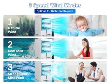 Portable Air Conditioners Fan, Evaporative Air Cooler, USB Personal Mini Air Conditioner with 3 Wind Speeds & 3 Timers Touch Screen Desktop Cooling Fan for for Home Room Camping Car Office - Image 3