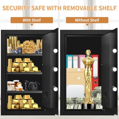 5.0 Cub Large Home Safes Fireproof Wterproof, Anti-theft Fireproof Safe with Programmable Keypad, Spare Keys and Alarm Systerm, Digital Home Security Safe Box for Document Money Medicines - Image 4