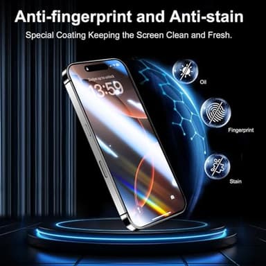 OneFish Privacy Screen Protector for iPhone 15 Pro Max, Full Edge Coverage 6.7" 15 Pro Max, Bubble Free, Easy Installation, Auto Dust-Elimination, 2 Pack - Image 5