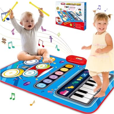 Baby Toys for 1 Year Old: Baby Musical Mat Toddler Toys Age 1-2 - 2 in 1 Piano Drum Babies Play Mat - Infant Music Toy 12-18 Months Babies Birthday Valentines Gifts for 1 2 3 Year Old Boys Girls - Image 1