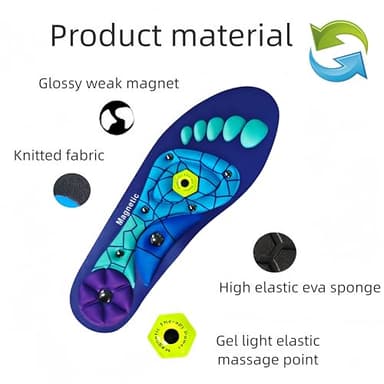 Magnetic Acupressure Insoles for Foot Comfort & Arch Support – Relieves Foot Fatigue, Includes Breathable Socks for All-Day Wear, Ideal for Work Boots, Sneakers, Walking & Standing (Blue, M/8-11) - Image 5