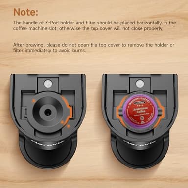 Horavie Small Single Serve Coffee Maker, Fast Brew One Cup Coffee Machine for K Cup and Grounds, 6 to 12 oz. Brew Sizes, Capsule Coffee Machine with Descaling Reminder and Viewing Tank, Black - Image 8