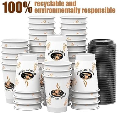 Qunclay 100 Pack 12 oz Double Wall Disposable Paper Coffee Cups with Lids, Insulated To Go Coffee Cup, Hot Drinking Cups for Daily use - Image 8