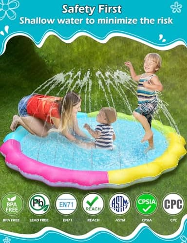 Jasonwell Splash Pad Sprinkler for Kids Splash Play Mat Outdoor Water Toys Inflatable Splash Pad Baby Toddler Pool Boys Girls Children Outside Backyard Dog Sprinkler Pool Age 1 2 3 4 5 6 7 8 9 M - Image 3