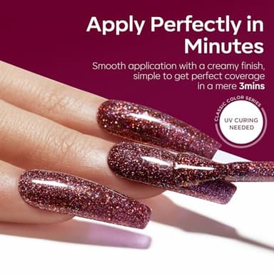 modelones Gel Nail Polish Set 6 Colors Red Burgundy Brown Purple Glitter Gel Nail Polish Color Changing Sparkle Shimmer Polish Kit Soak Off UV Nail Art DIY Salon Gifts For Women Girl - Image 5