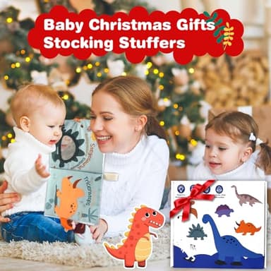 Richgv Baby Books Toys 0-6-12 Months, Baby Boy Gifts Touch and Feel Crinkle Books with Dino Doll, Newborn Infant Carseat Toys 6-9-12 Months Shower Gifts Easter Basket Stuffers - Image 8