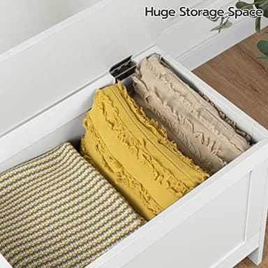 HOOBRO Toy Box, Retro Wooden Look Storage Chest with Safety Hinge, Entryway Storage Bench Supports 220 lb, 39.4 x 15.7 x 18.9 Inches Toy Chest Organizer, Easy Assembly (White) - Image 5