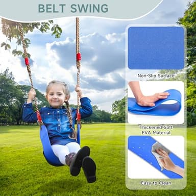 Swing Sets for Backyard, Toddler Swing Set with 2 Seat 1 Saucer & 1 Belt Seat, 440lbs Heavy-Duty Swing Frame w/8 Ground Stakes, A Frame Outdoor Swingset for Kids and Adults for Backyard - Image 6