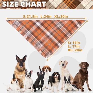 KOOLTAIL Thanksgiving Fall Dog Bandanas 4 Pack - Soft Breathable Washable Plaid Pet Scarf Bibs Kerchief, Dog Autumn Costume, Holiday Triangle Towel for Girl Boy Small Medium Large Dogs Cats, Orange L - Image 2