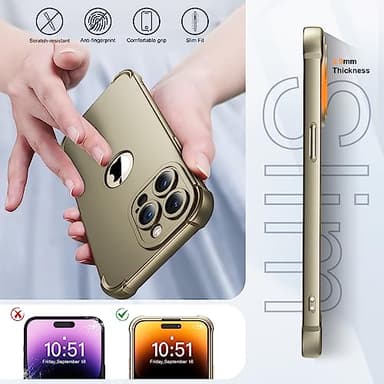ORETECH for iPhone 14 Pro Max Case, with [2 x Screen Protectors] [10 Ft Military Grade Drop Test] [Camera Protection] 360° Shockproof Slim Thin Phone Case iPhone 14 Pro Max Cover 6.7" Gold - Image 4