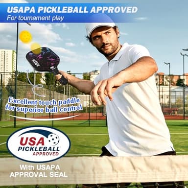 Pickleball Paddles Set of 2, USAPA Approved Fiberglass Surface Pickleball Set with 2 Pickleball Rackets,4 Pickleball Balls,1 Portable Carry Bag, Pickle Racket Set ​for Men Women - Image 2