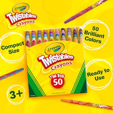 Crayola Mini Twistables Crayons for Kids (50ct) Stocking Stuffers & Holiday Gifts, No Peel Toddler Crayons for Coloring Books, Arts & Crafts Supplies, 3+ - Image 5