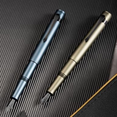 Hongdian M2 Black Forest Mini Fountain Pen, Extra Fine Soft Nib & Sleek Shape Aluminium Short Pocket Travel Pen (Midnight Blue) - Image 4