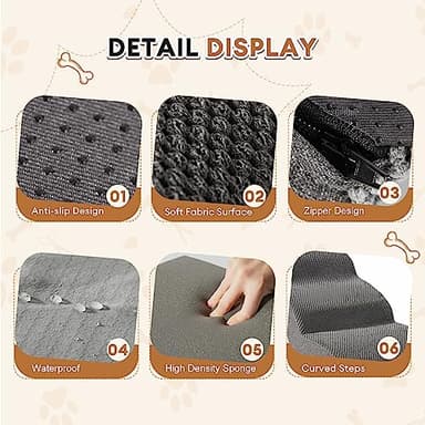 Romrol Dog Stairs Ramp for Beds Couches, 15.7” H 33D Extra Wide Pet Steps with Durable Non-Slip Waterproof Fabric Cover, Dog Slope Stairs for Small Dogs and Cats or Pets Friendly, 3-Tiers, Grey - Image 4