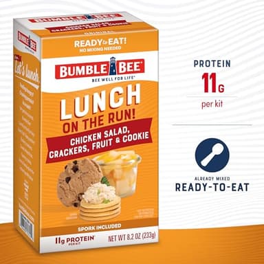 Bumble Bee Lunch On The Run Chicken Salad with Crackers Kit, 8.2 oz (Pack of 4) - Ready to Eat, Includes Crackers, Cookie & Mixed Fruit - Shelf Stable & Convenient Source of Protein - Image 2
