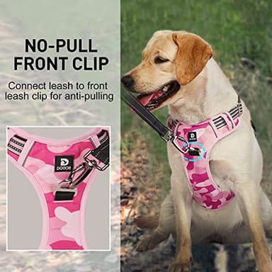 Dog Harness for Large Dogs No Pull with Handle 2 Metal Leash Clips, Adjustable Reflective Puppy Harness, Breathable Camo Oxford Padded Vest Easy Control Front Clip for Medium Large Dogs - Image 2