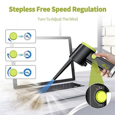 Compressed Air Duster, Electric Air Duster, Handheld Cordless Air Duster, Stepless Speed Motor, 6000mAh Rechargeable Air Blower, Type-C Fast Charge, for Computer, Keyboard, Pet House… - Image 4