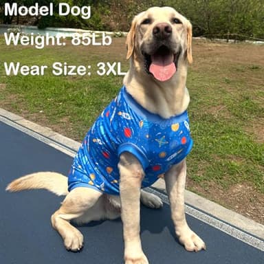 Pet Dog Blue Sleeveless T Shirts with Spacecraft Pattern Printed pet Clothes Soft Breathable Vest for Large Dogs Large, Bule - Image 5