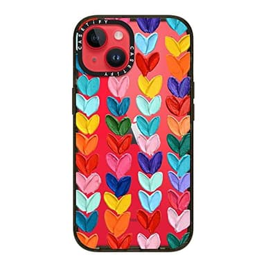 CASETiFY Impact iPhone 14 Case [4X Military Grade Drop Tested / 8.2ft Drop Protection] - Polka Daub Hearts - Glossy Black - Image 5