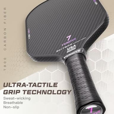 YVmove T800+3K Carbon Fiber Pickleball Paddles with 16mm V-Sonic IV Dynamic Core, Premium Pickle Ball Racket with Enhanced Control & Ultimate Spin, USAPA Approved - Image 5