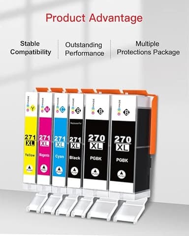 GPC Image PGI-270XL CLI-271XL Replacement for Canon 270 271 Ink Cartridges Compatible for Canon Pixma MG7720 TS9020 TS6020 MG6821 MG6820 TS5020 (PGBK Black Cyan Magenta Yellow, 6 Pack) - Image 5