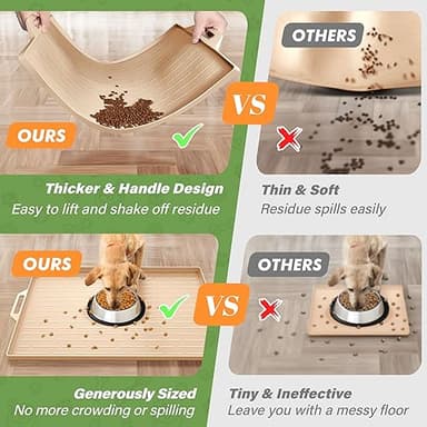 Large Dog Bowl Mat Pet Feeding Mat for Floor Waterproof with Edges, Silicone Placemats for Cat and Dog Water Bowl, Nonslip Pet Food Mat, Tray for Dog Bowls - Image 2