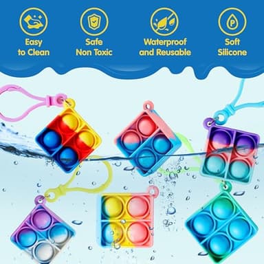 JOYIN Square Pop Fidget Keychain 30 Pack Pop Fidget Toys Bulk Party Favors for Kids 4-8,8-12 Years, Halloween Goodie Bags Stuffers Back to School Gifts for Students Classroom Prizes Sensory Toys - Image 3