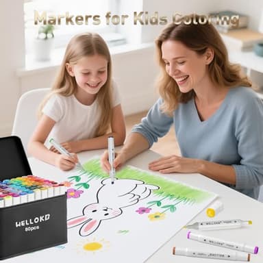 WELLOKB Alcohol Markers, 80 Colors Dual Tip Art Colored Markers for Adult Coloring Book, Painting, Drawing, Alcohol Based with Carrying Case for Adult Kids - Image 2