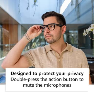 Amazon Echo Frames, an Alexa device (newest model), Smart glasses with Alexa, Square frames in Classic Black with blue light filtering lenses - Image 5