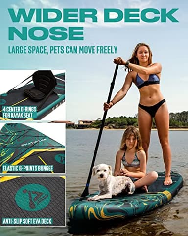 Skatinger 11'6×35" Super Wide Inflatable Paddle Board, Ultra Stable Stand Up Paddleboards for 450lb/3 People/Family/Big Size w/Shoulder Strap, 100L Backpack, All-Round Sup Board, US Fin - Image 4