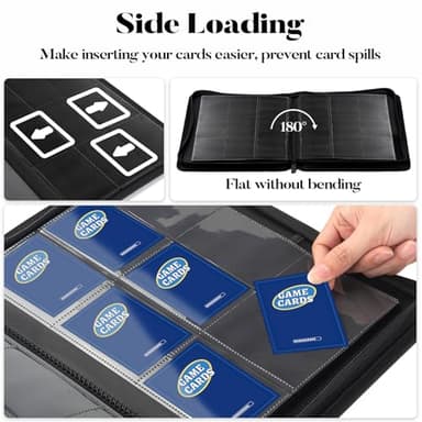 Premium Zip Card Binder, Fabmaker 9 Pocket Trading Card Binder, PU Cover Zipper Card Collection Album, Sturdy 360 Side-Loading Card Folder Holder for MTG, TCG, Game Cards, Sports Cards, Black - Image 5