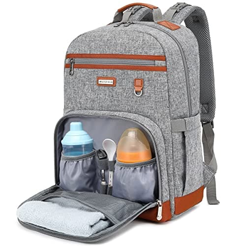 BILLITON MASHI Diaper Bag Backpack, Large Baby Nappy Bags with Portable Changing Pad for Boys and GirlsMultifunction Travel Baby Bag for Moms Dads, Shower Gifts Waterproof and Stylish，Grey - Image 1