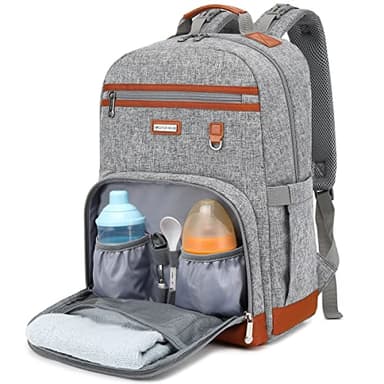 BILLITON MASHI Diaper Bag Backpack, Large Baby Nappy Bags with Portable Changing Pad for Boys and GirlsMultifunction Travel Baby Bag for Moms Dads, Shower Gifts Waterproof and Stylish，Grey - Image 1