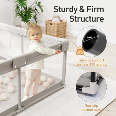 ZEEBABA Baby Playpen, Big Play Pen for Babies(59x59x27inch), Kids Safe Play Center for Babies and Toddlers, Baby Fence Gives Mommy a Break - Image 3