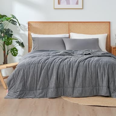 Amélie Home Cooling Comforter Queen Size, Dual-Sided Lightweight Cooling Blanket for Hot Sleepers, Q-Max 0.43 Breathable Cooling Quilt for Night Sweats, 90" x 90", Heather Charcoal Grey - Image 8