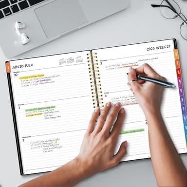 SUNEE Academic Planner 2025-2026 Weekly and Monthly, July 2025-June 2026, 8.5"x11", Tabs, Note Pages, Pockets, Bookmark, Flexible Cover, Spiral Binding, Black - Image 7