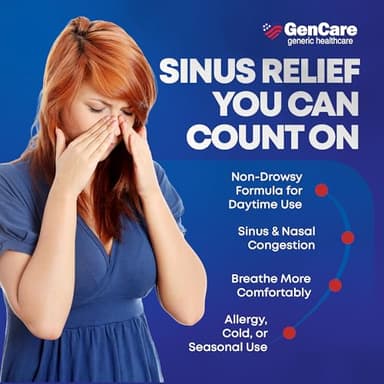 GenCare - Nasal Decongestant (10mg Tablets) Phenylephrine HCl (300 Tablets Per Bottle) | Value Pack Non Drowsy Sinus and Nasal Congestion Relief | Lower Sinus Pressure Due to Allergies or Illness - Image 5