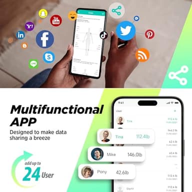 RunStar Digital Bathroom Scale for Body Weight, Body Fat, BMI 28 Measurements, Innovative 8-Electrode Smart Scales FSA&HSA Eligible with Voice Prompt Function High Accurate Bluetooth Weight Machine - Image 7