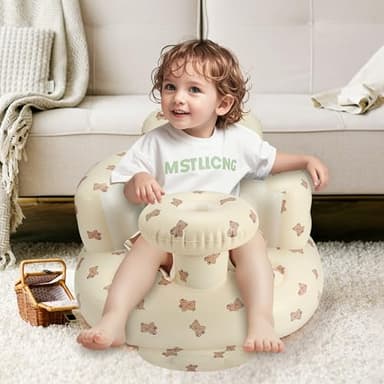 Inflatable Baby Seat for 3-36 Months, Back Support, Built-in Air Pump, Learning to Sit, Blow Up Floor Seat with Tray - Image 3
