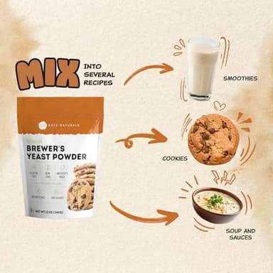 Kate Naturals Brewers Yeast Powder for Lactation Support & Nursing Moms. Debittered Brewer's Yeast for Lactation Cookies & Lactation Supplement (12oz, Gluten Free, Non-GMO) - Image 2