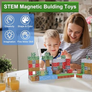 Dulsaera Magnetic Blocks-Build 110PCS Toys for Boys & Girls Age 6 7 8 9 10, Stacking Building Toys for Toddlers Fidget Cubes Sensory Toy for Kids(Jungle) - Image 5